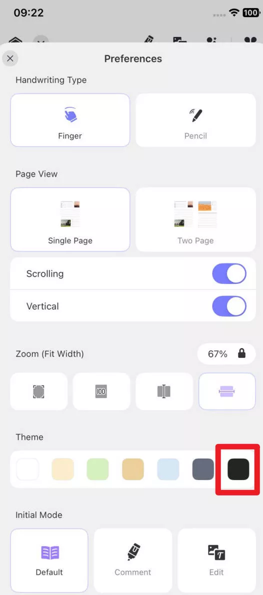 darken PDF on iOS