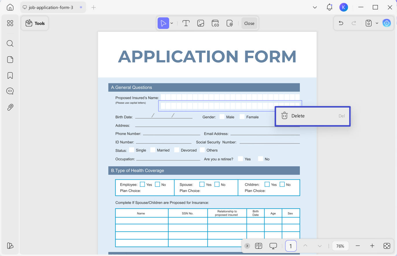 delete blank boxes
