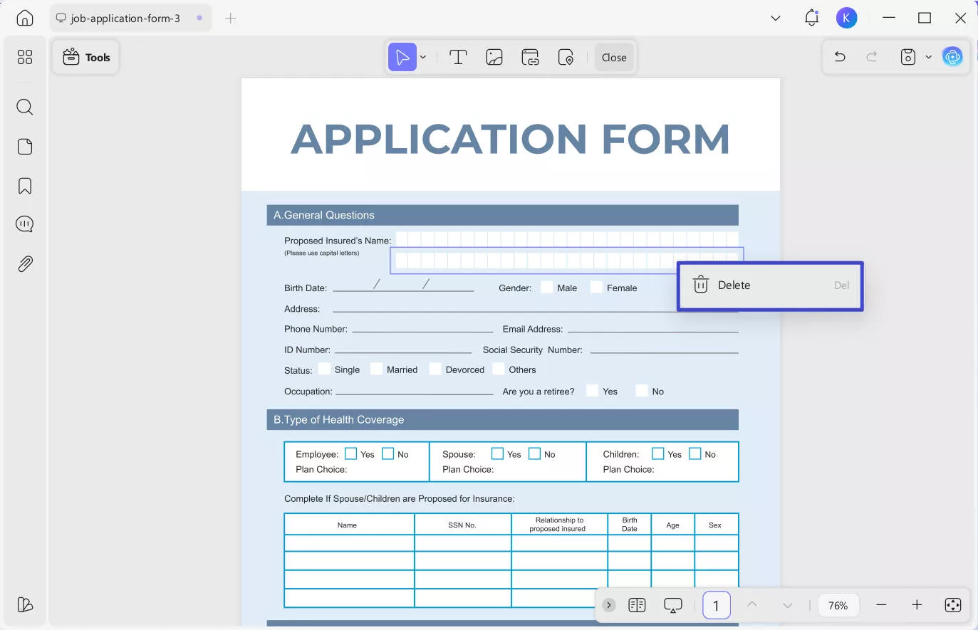 delete blank boxes
