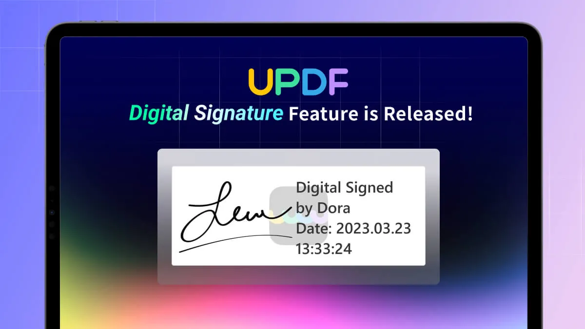 digital signature is released in updf