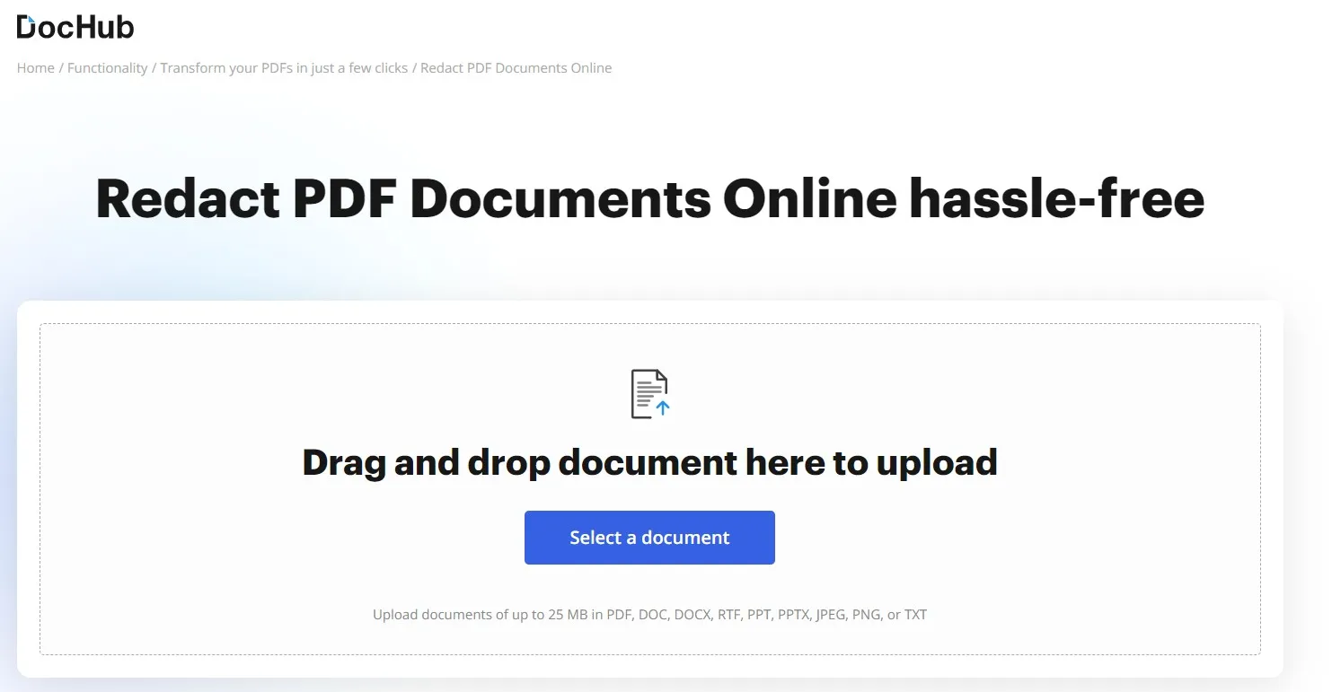 redact pdf online dochub