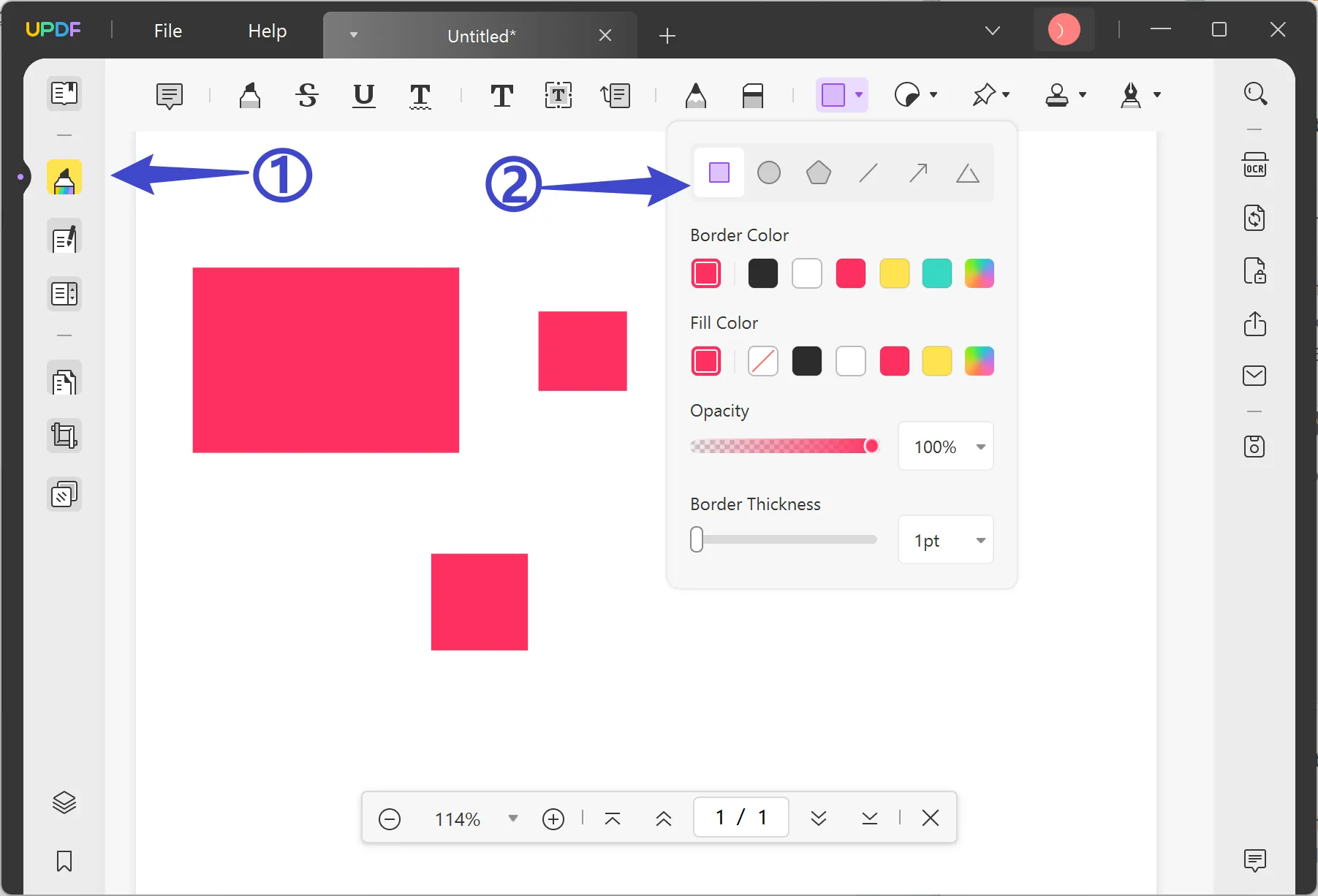 add rectangle to pdf updf