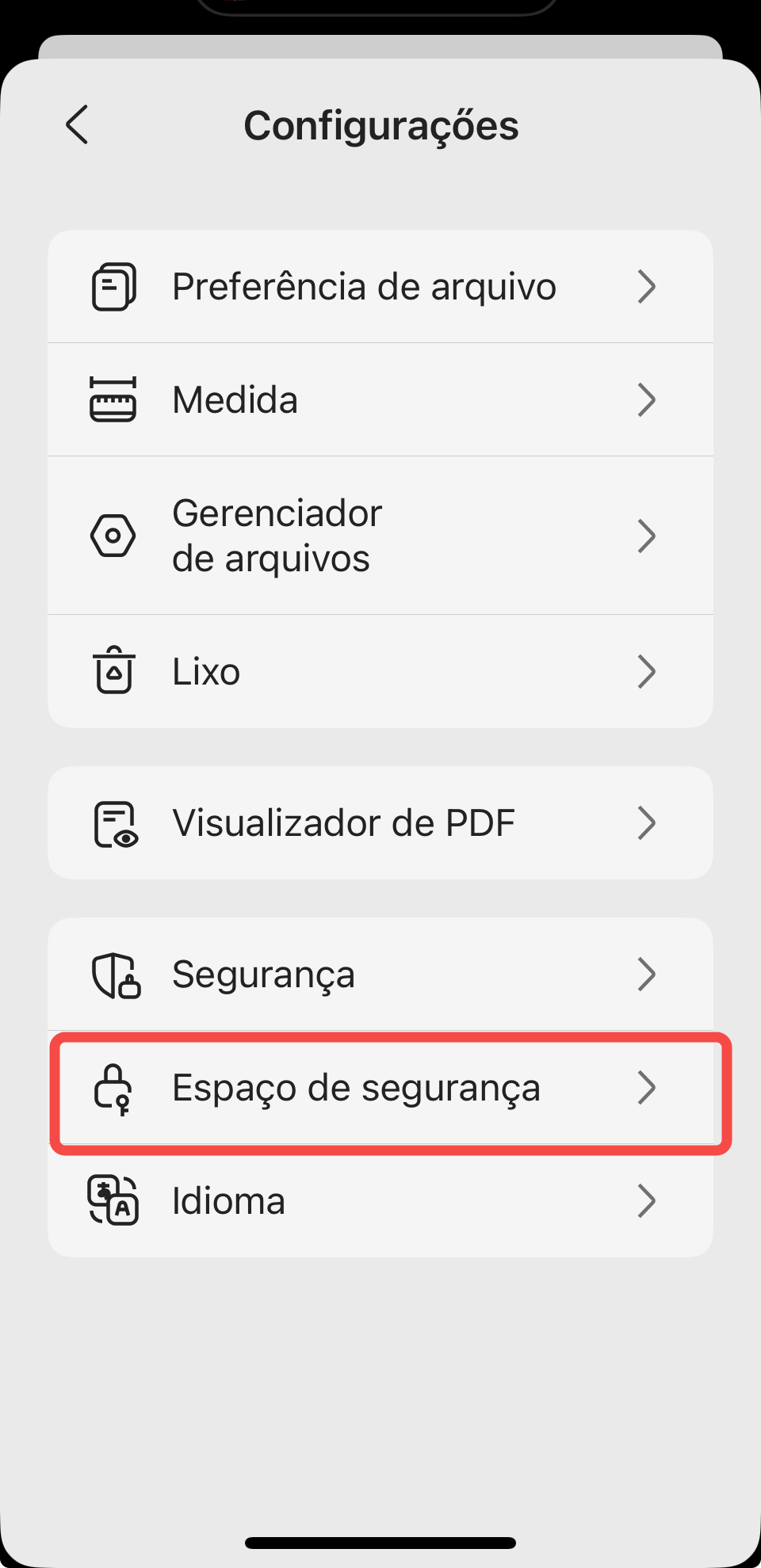 espaço de segurança