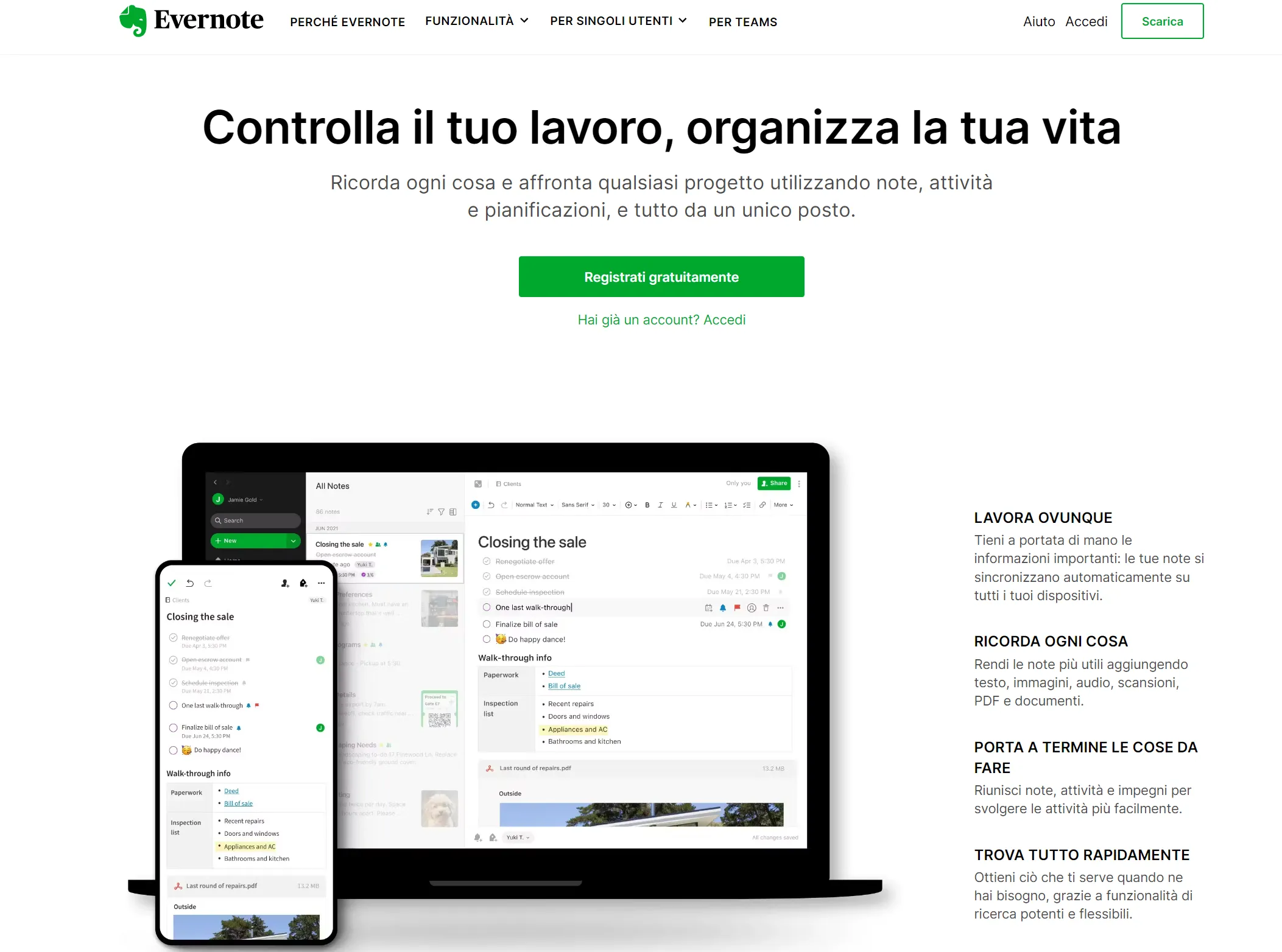 Evernote - App per prendere appunti su PC