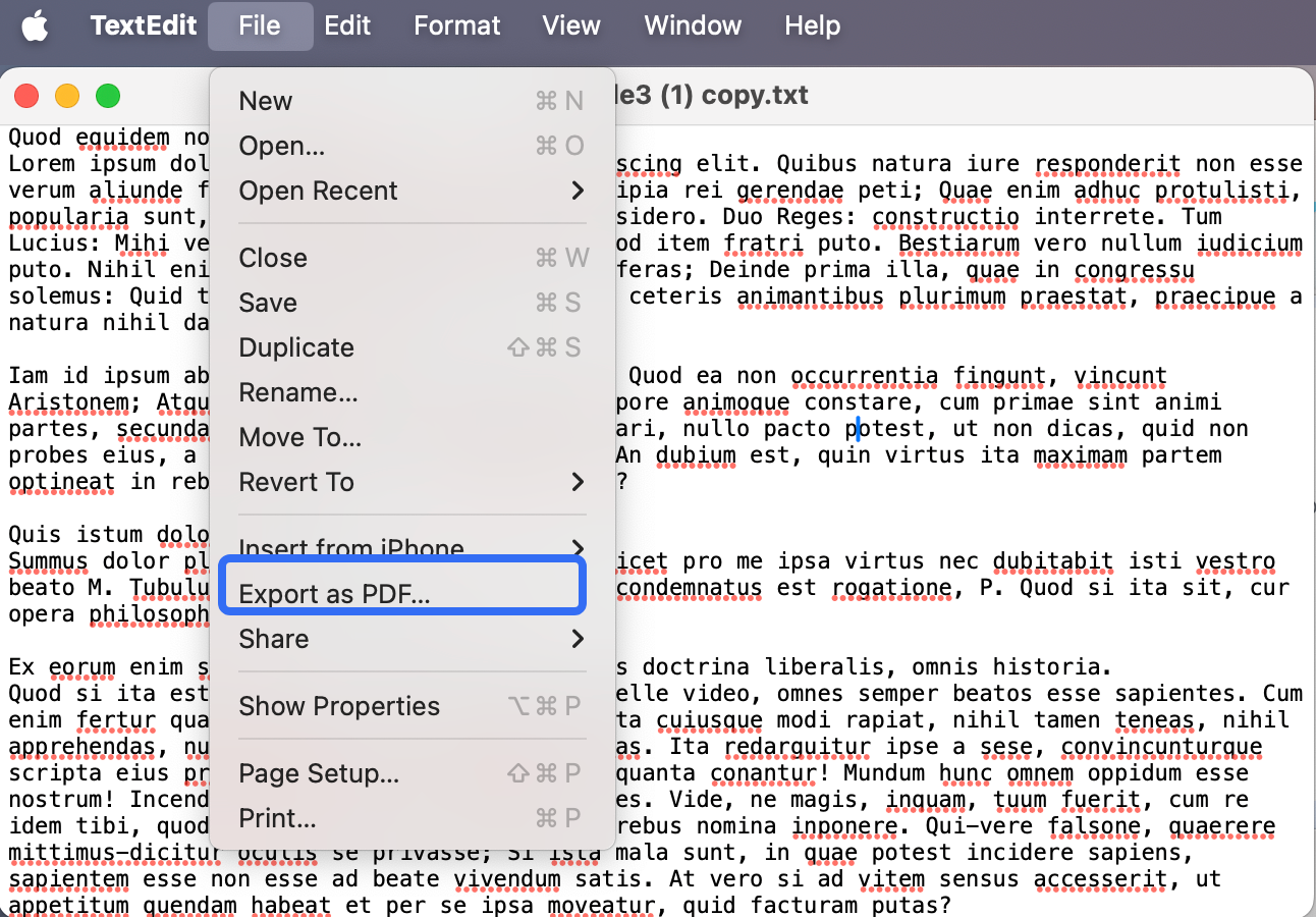 Save a TXT File as PDF on Mac