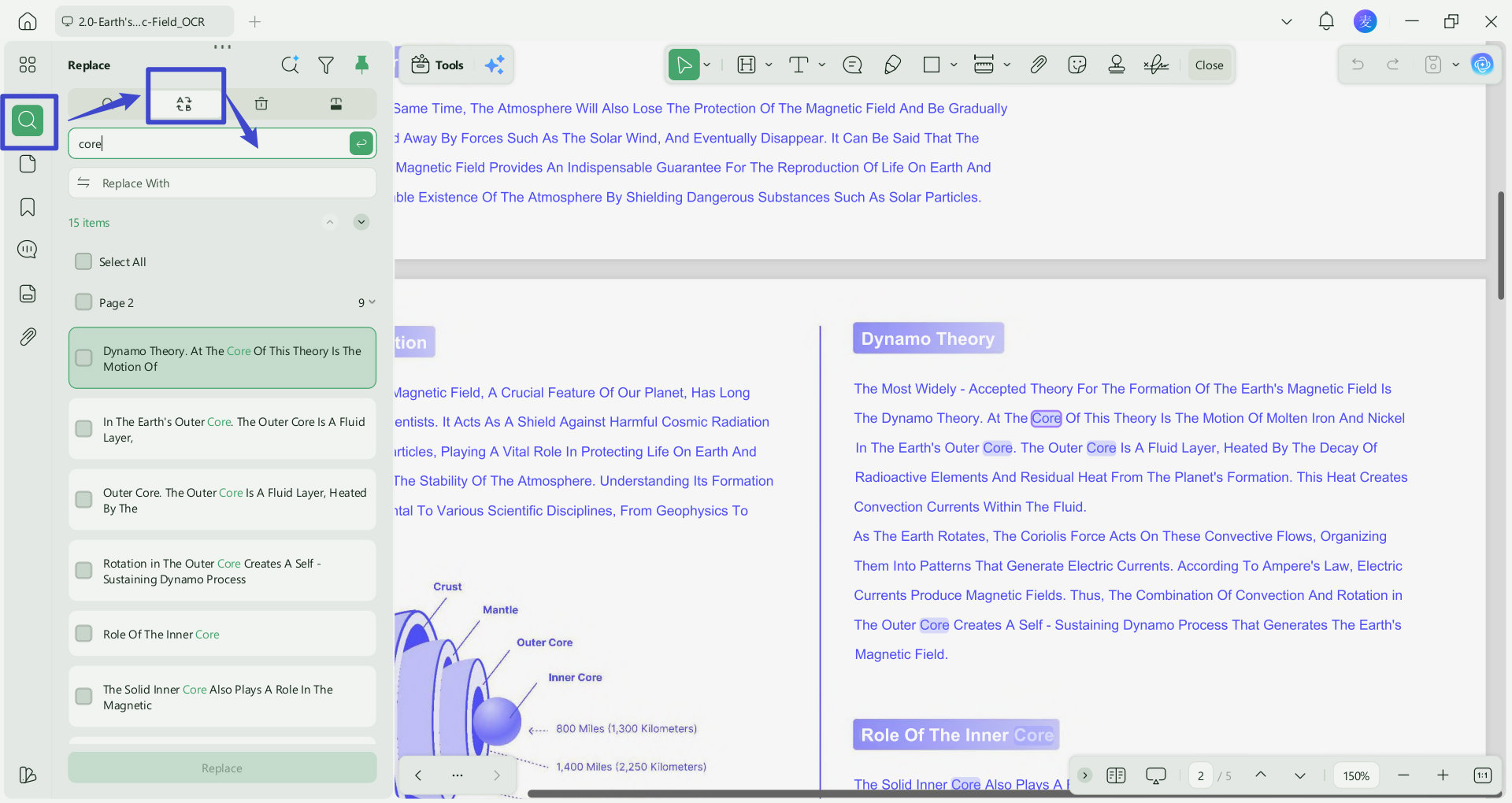 click find and search, and type what you're looking for