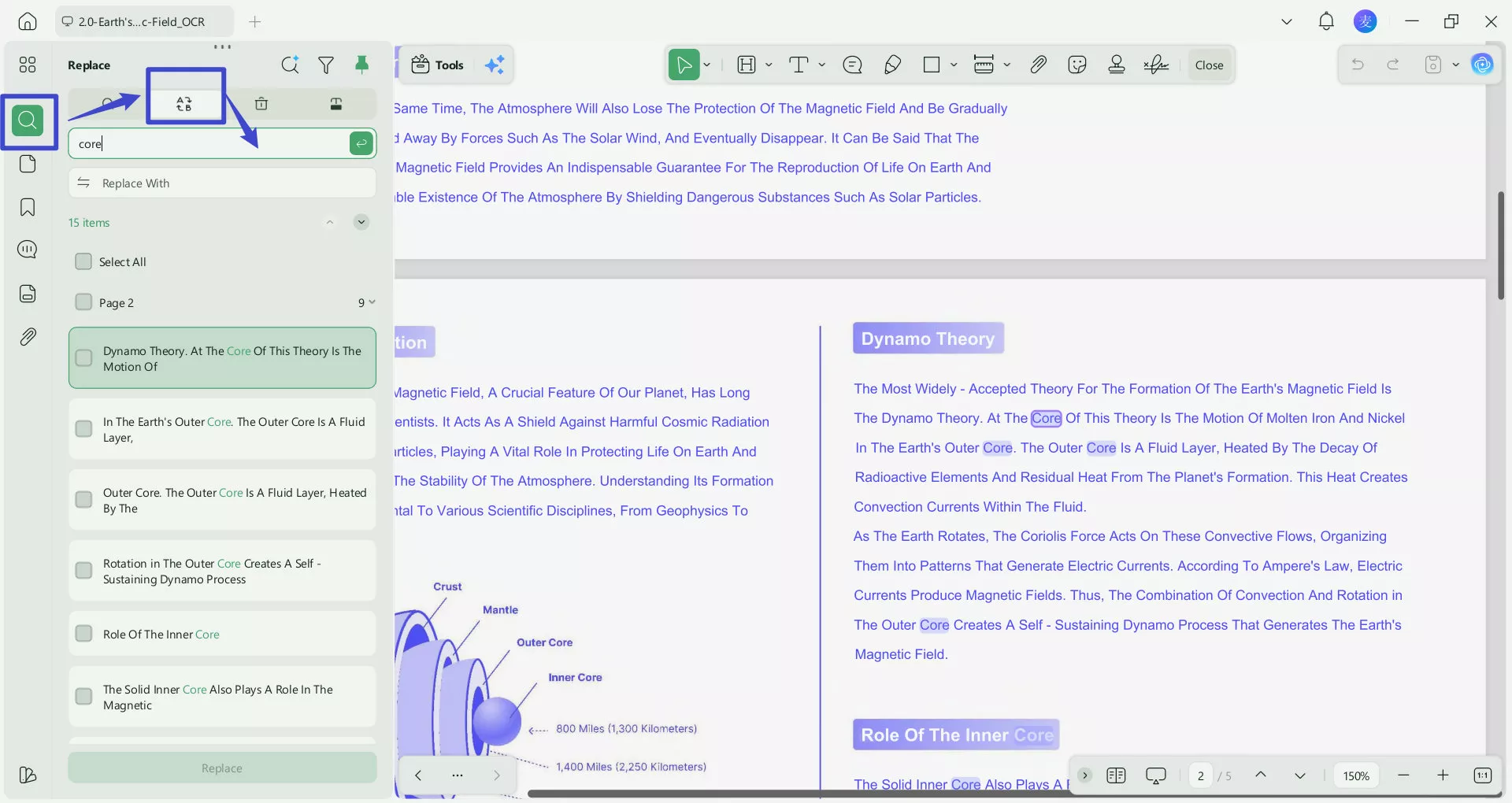 click find and search, and type what you're looking for