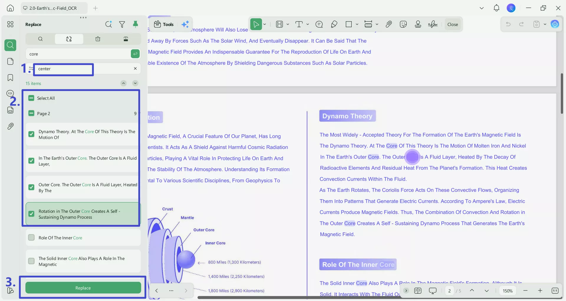 input the content to be replaced