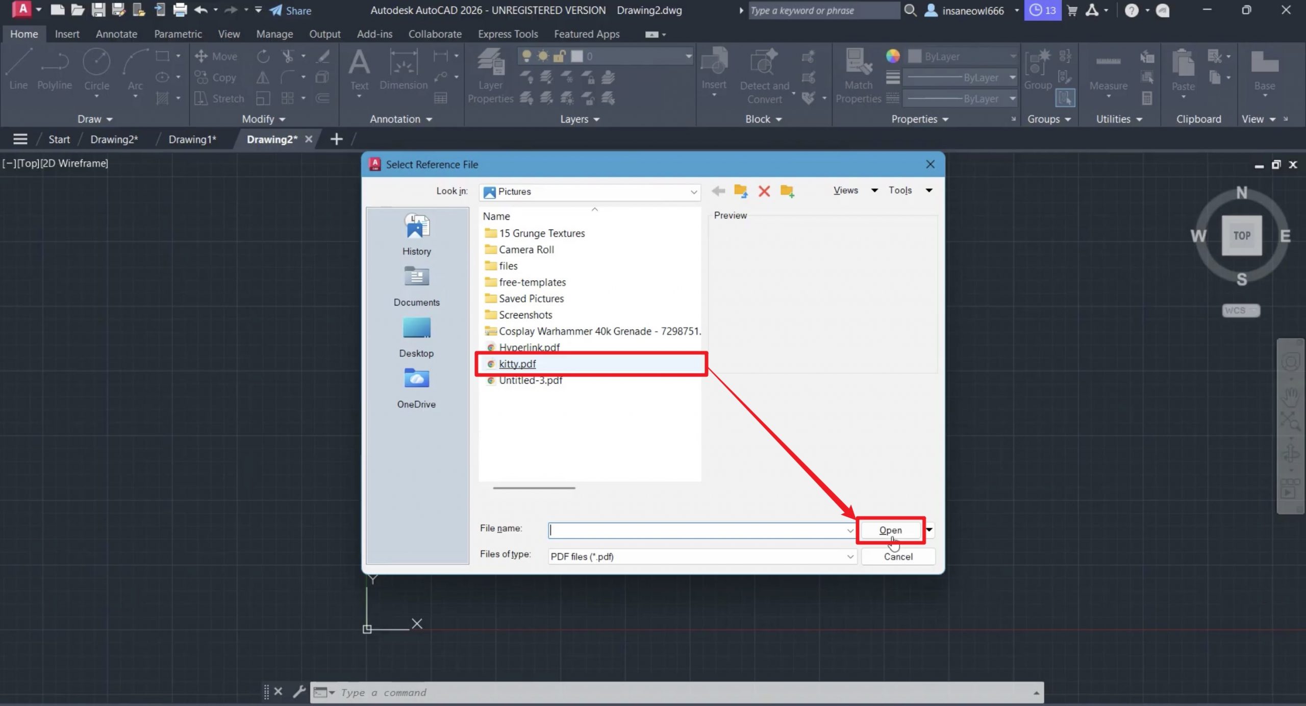 find and select your pdf then click open