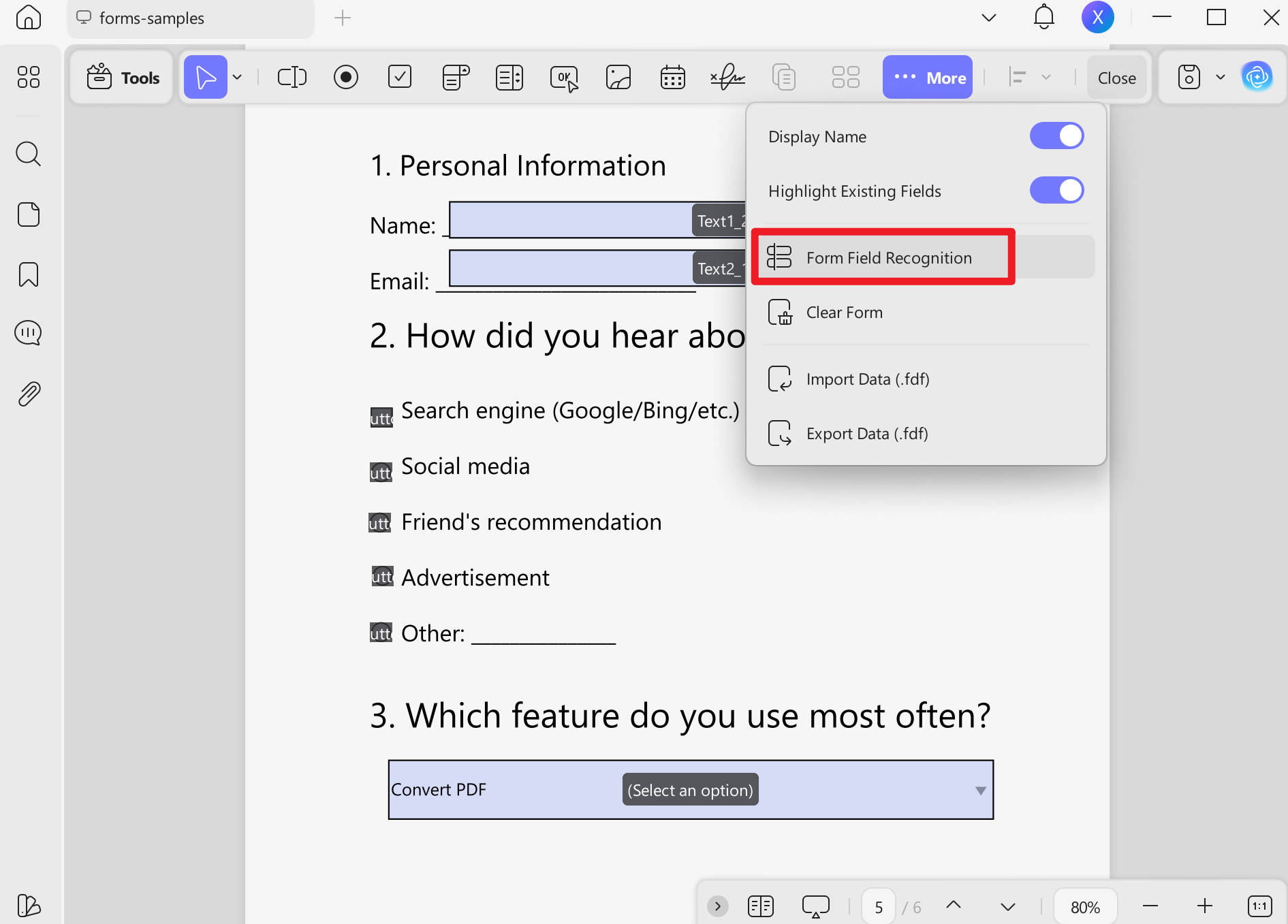 convert pdf to fillable form free updf