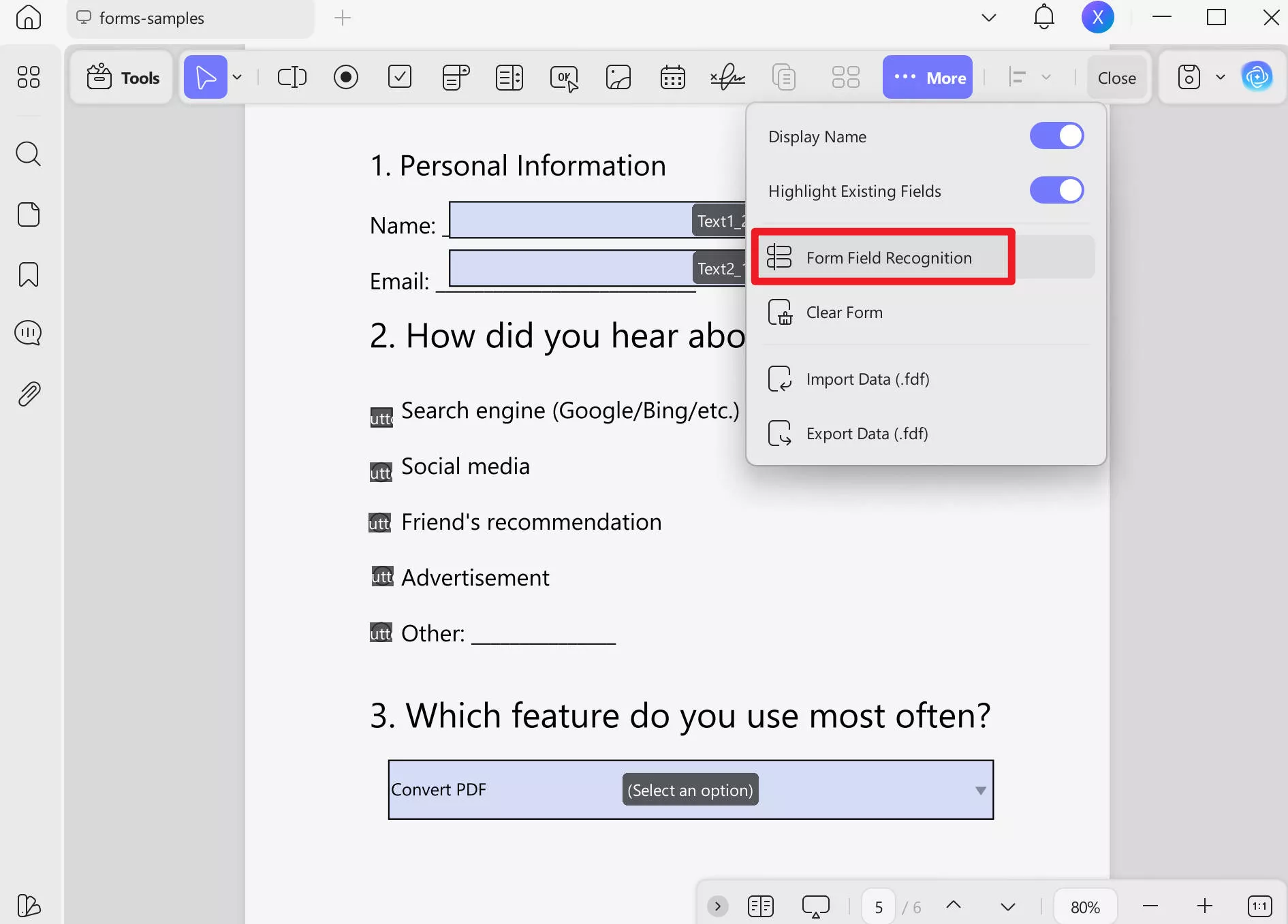convert pdf to fillable form free updf