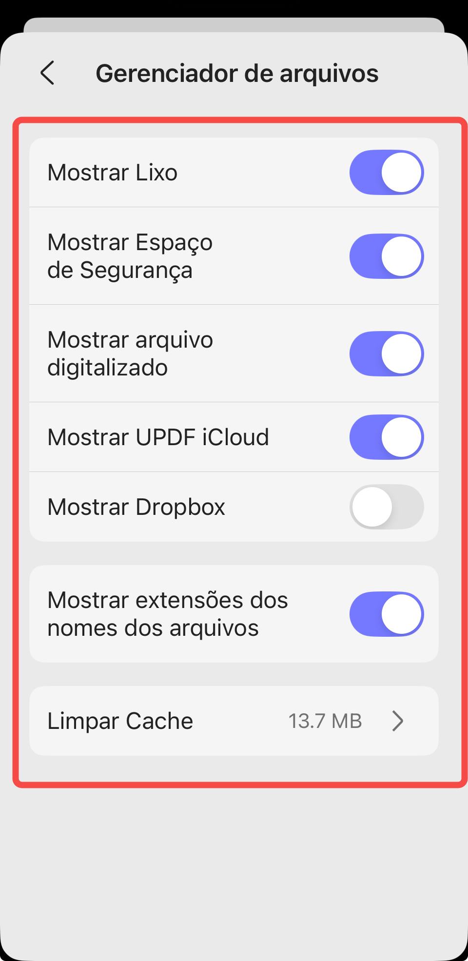 gerenciador de arquivos