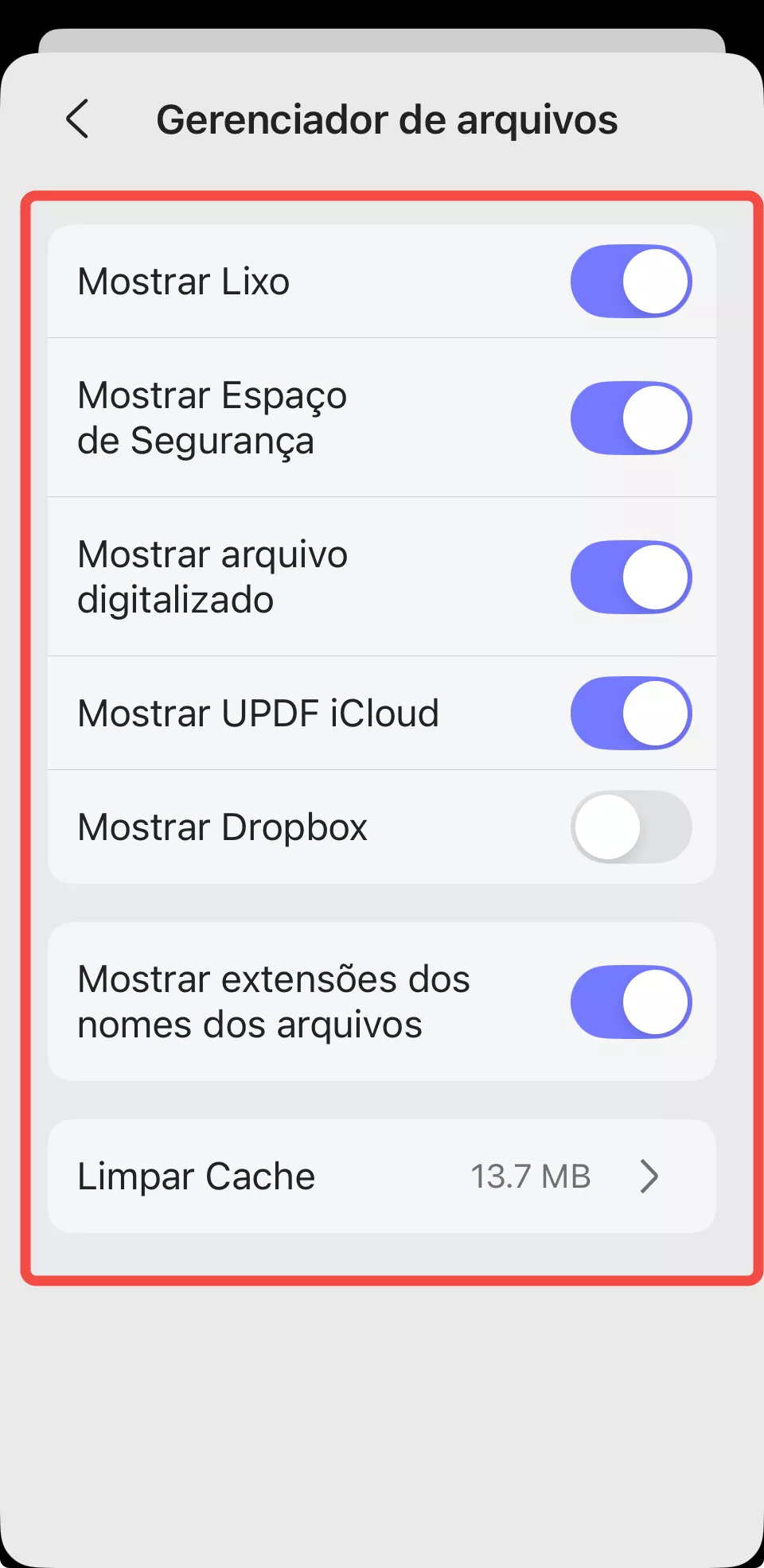 gerenciador de arquivos