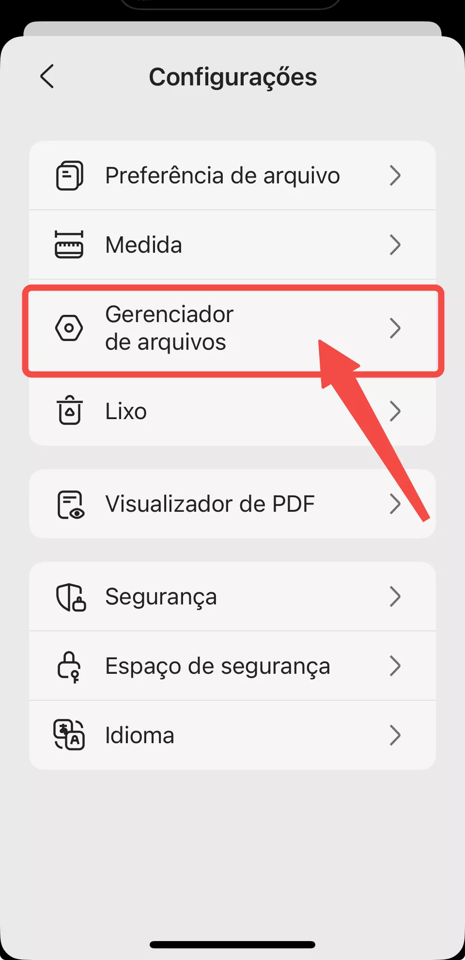 gerenciador de arquivos