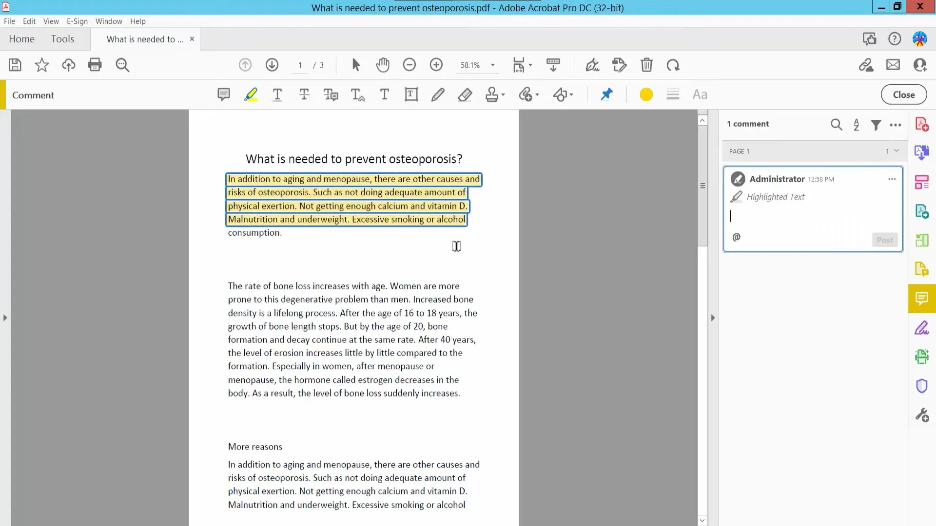 how to highlight text in adobe reader android