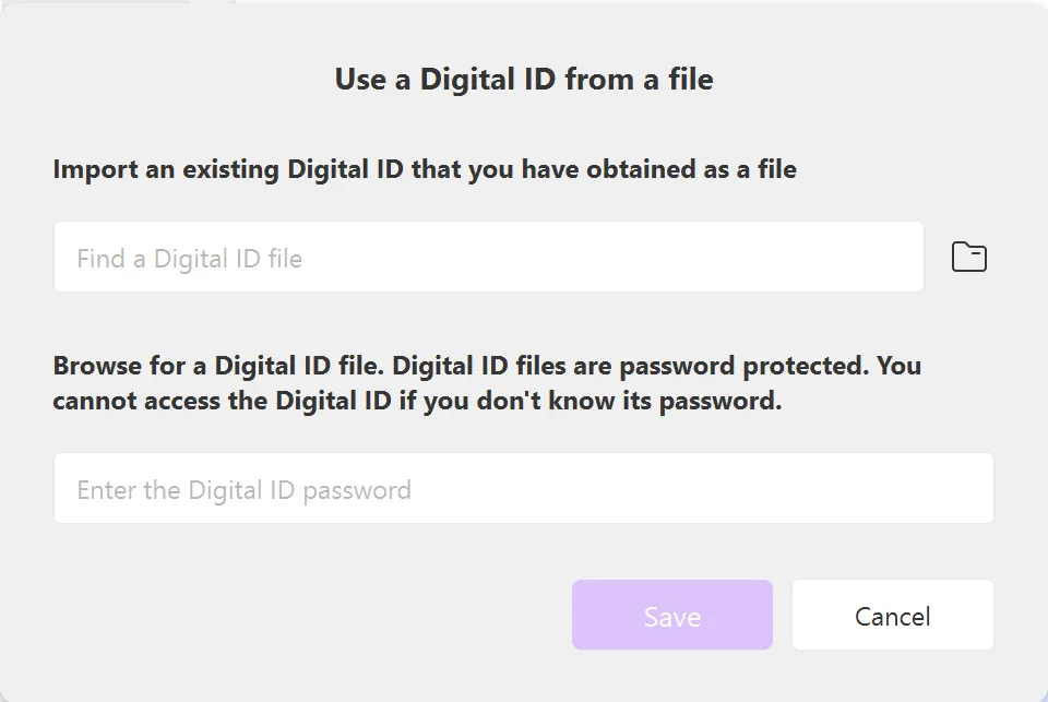 Digitale Signatur importieren