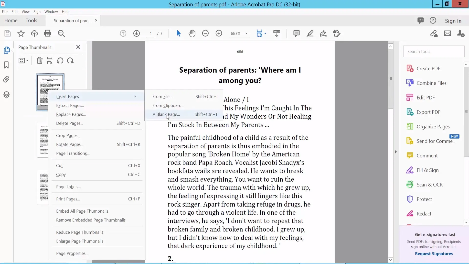 how to add page in adobe acrobat insert