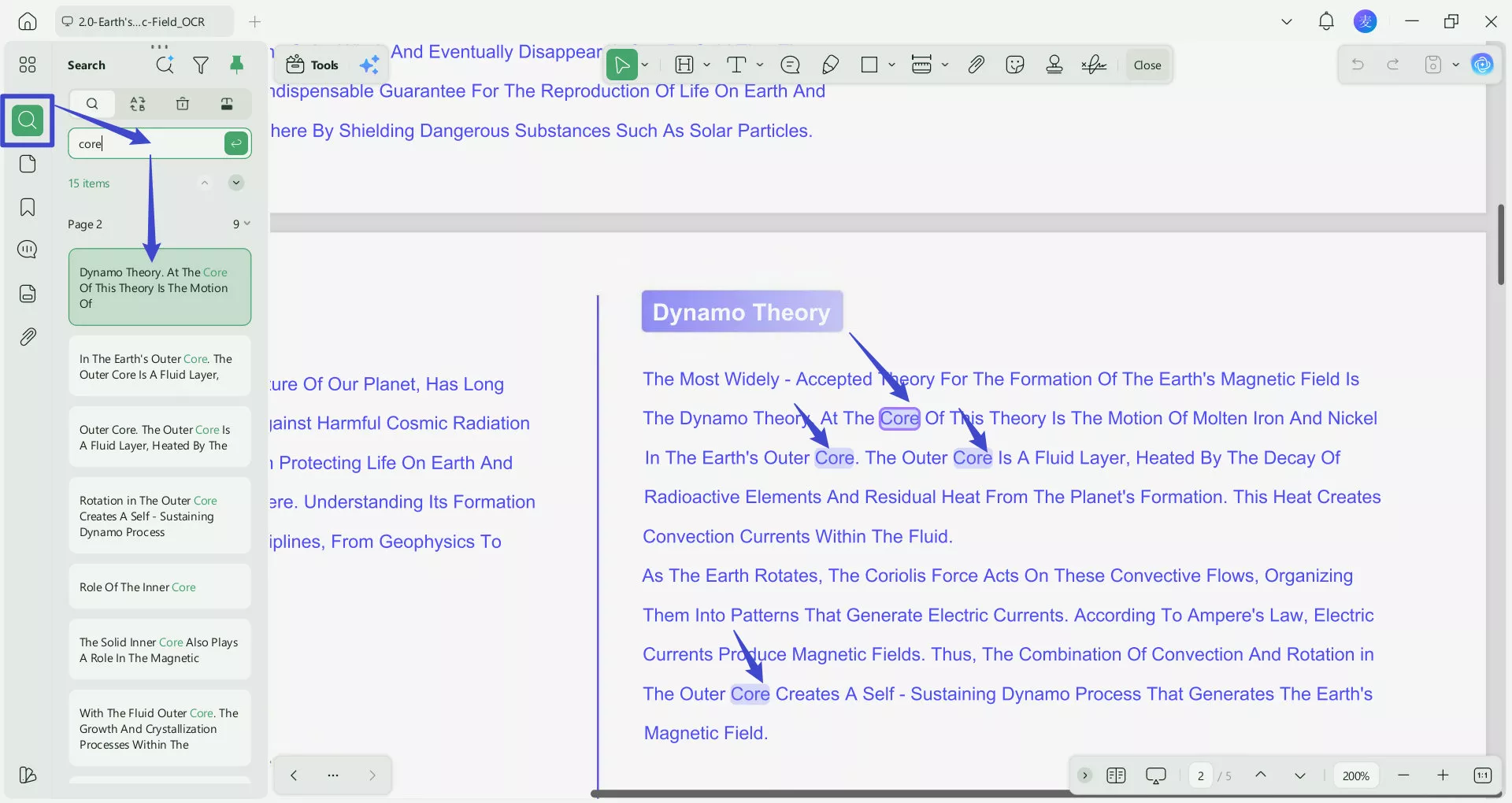 searching for word by keywords