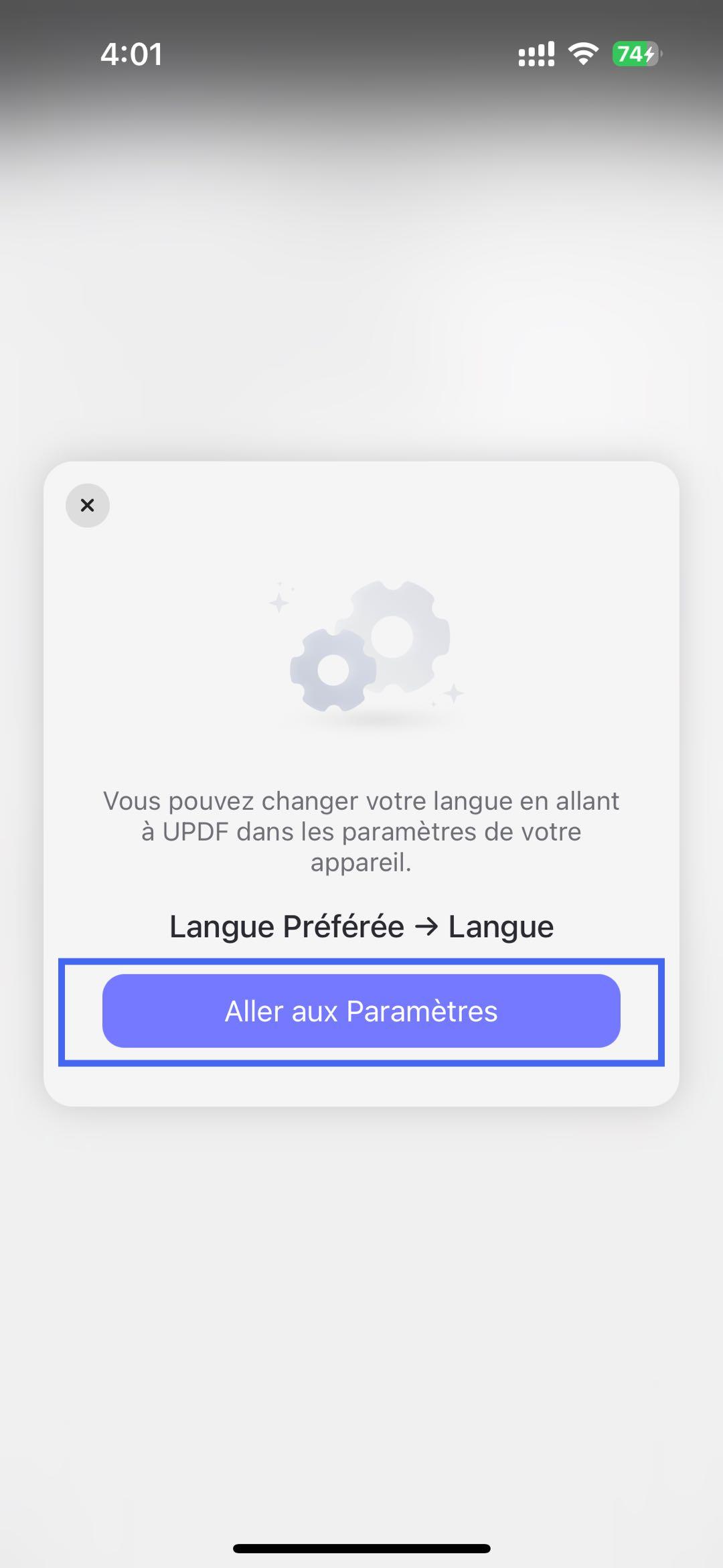 paramètres de langue