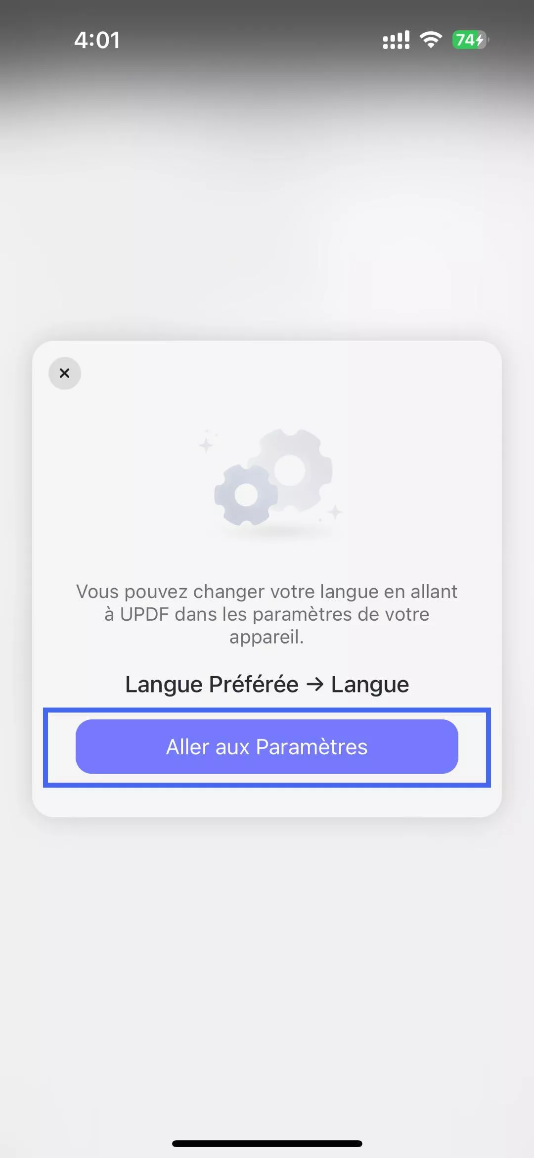 paramètres de langue