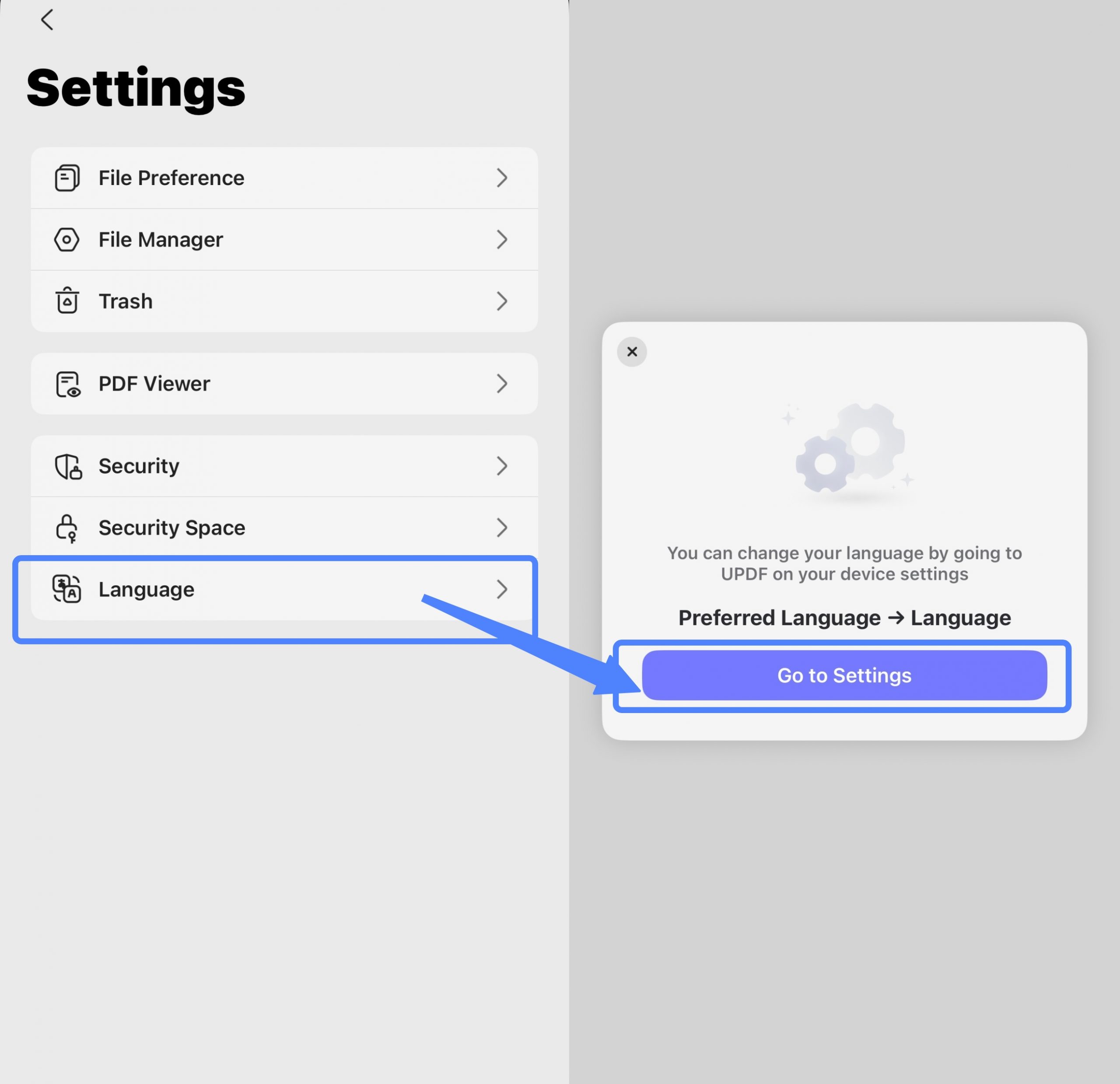 language settings