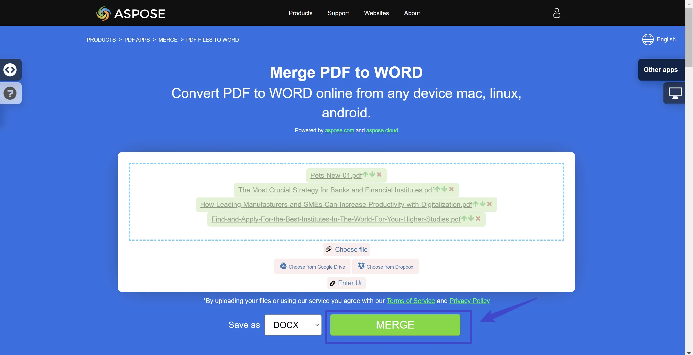 merge pdf to word aspose