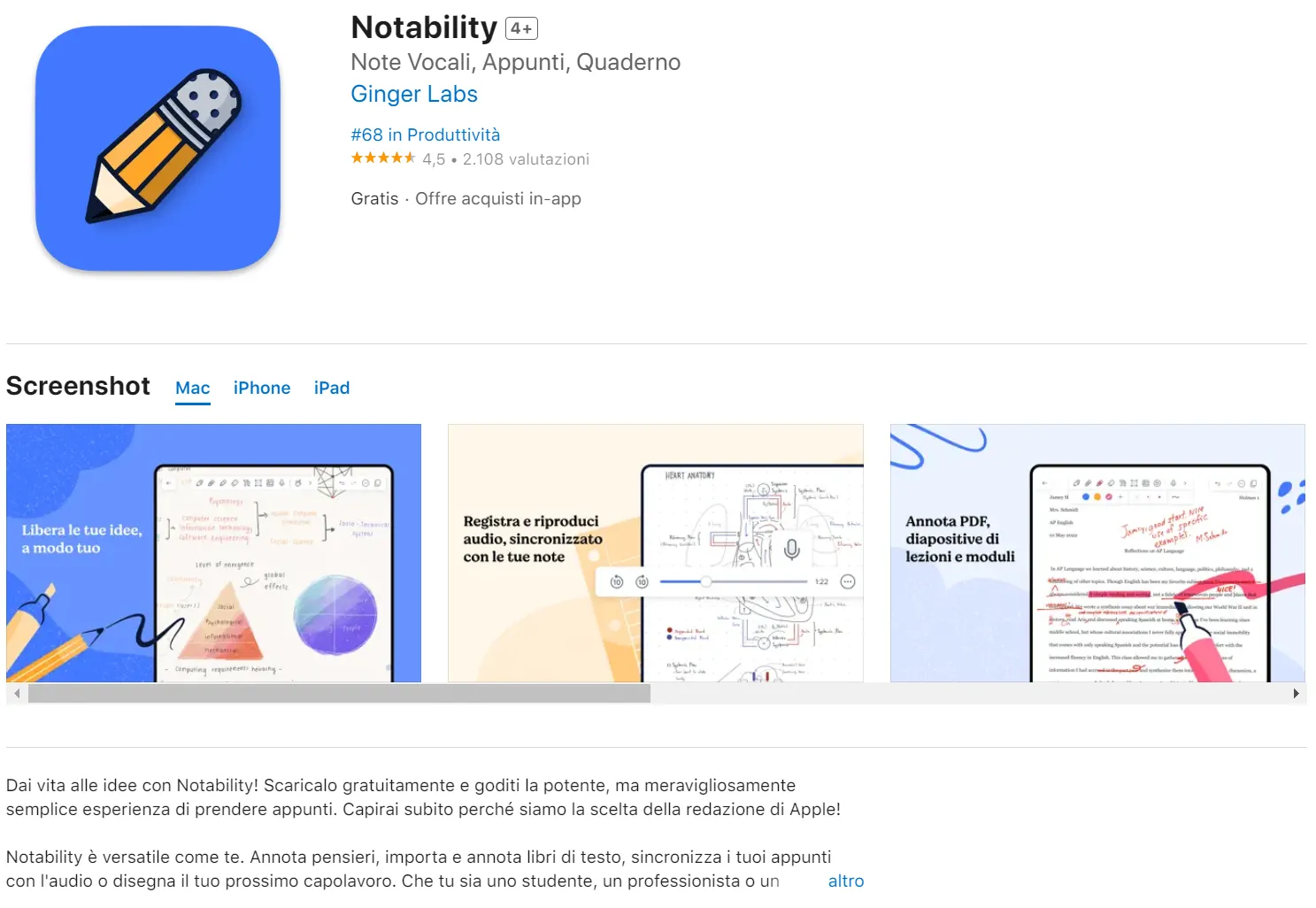 prendere appunti in PDF: Notability