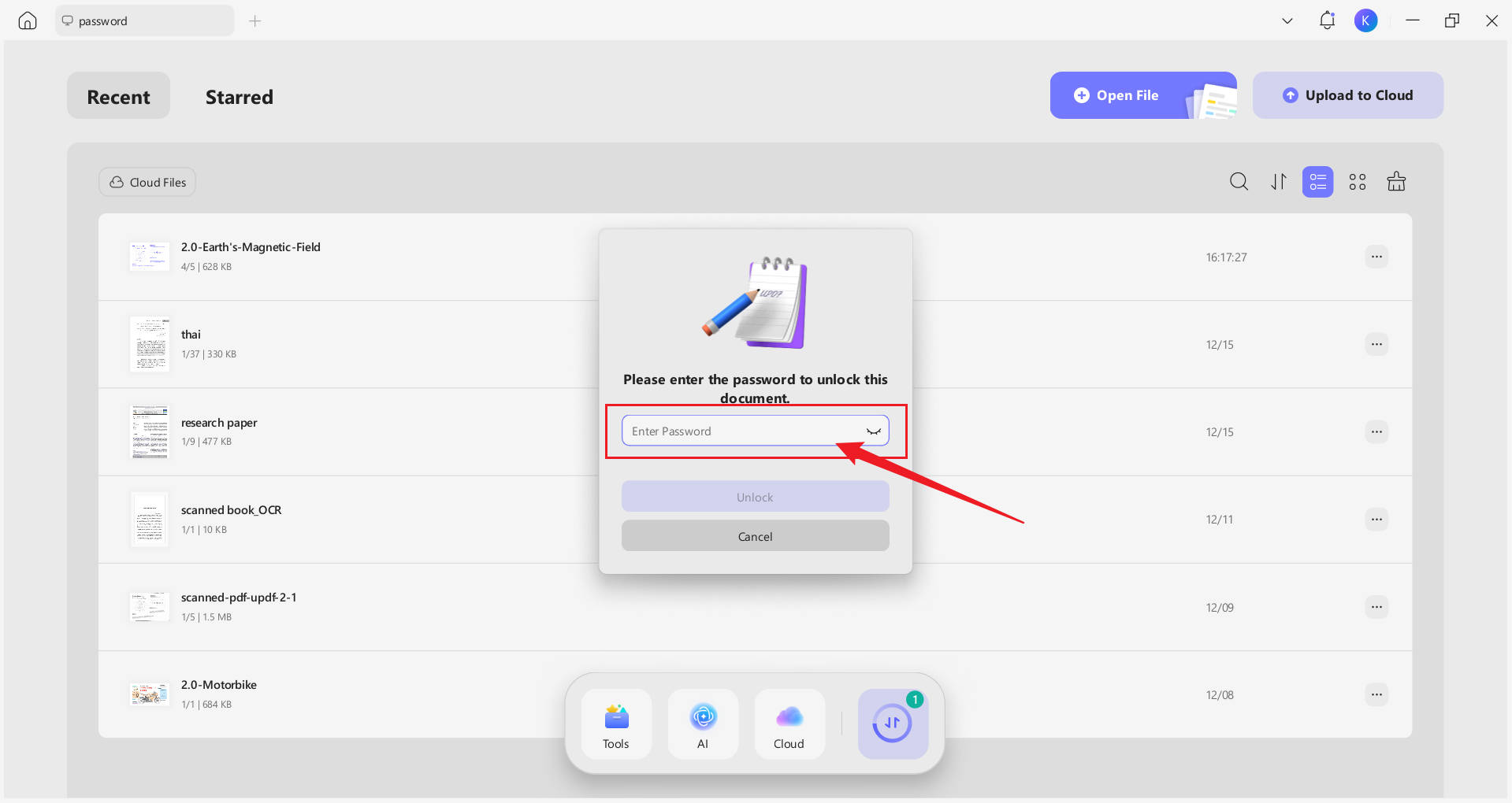 open a locked pdf