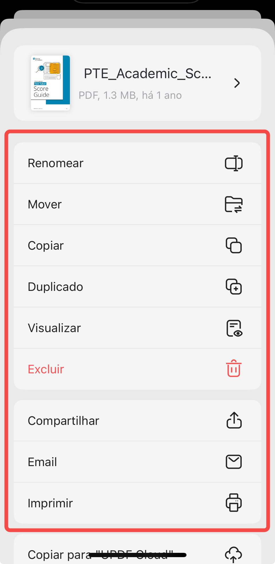 operações em arquivo único