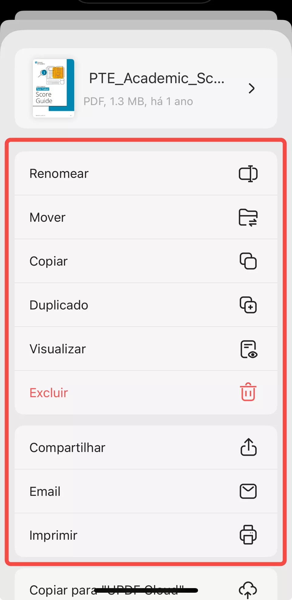 operações em arquivo único