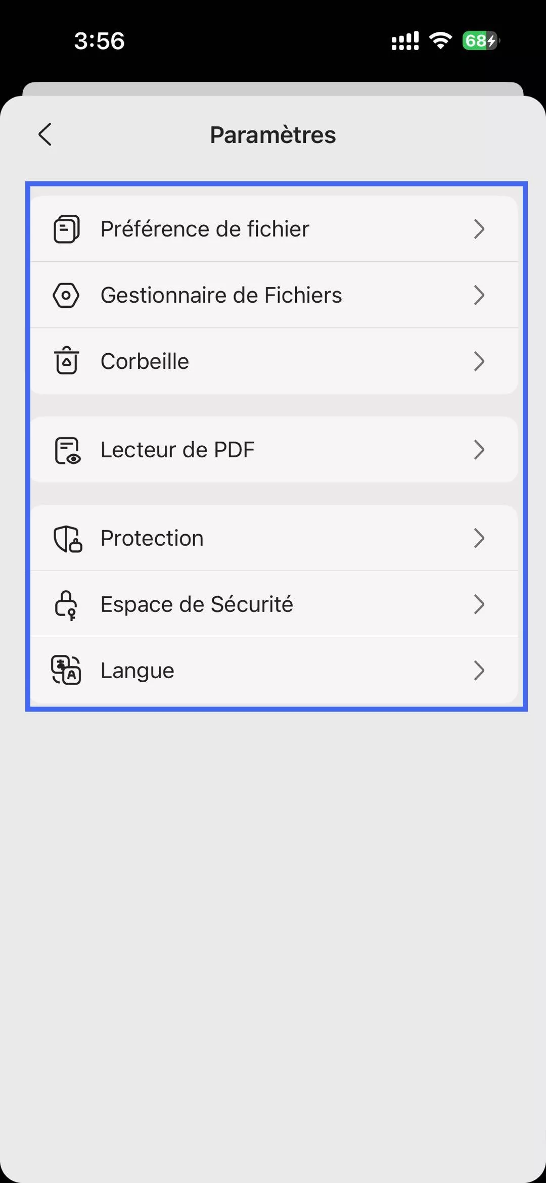 Paramètres iOS de mise à jour