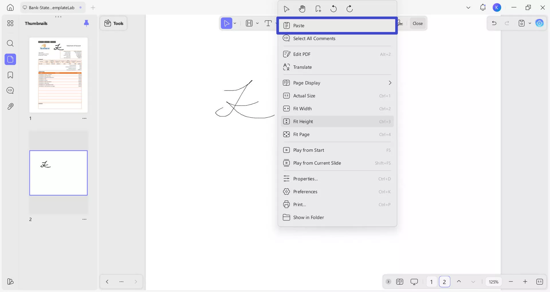 paste the signature image