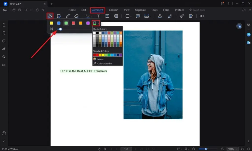 Use highlight in PDFelement to change the background color