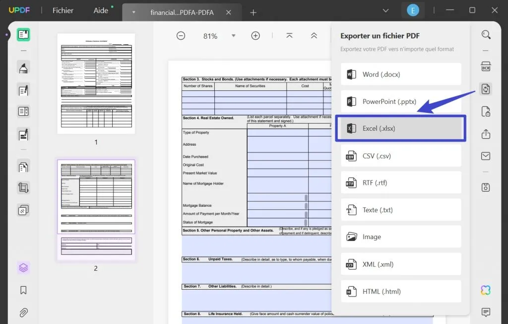 extraire données pdf vers excel