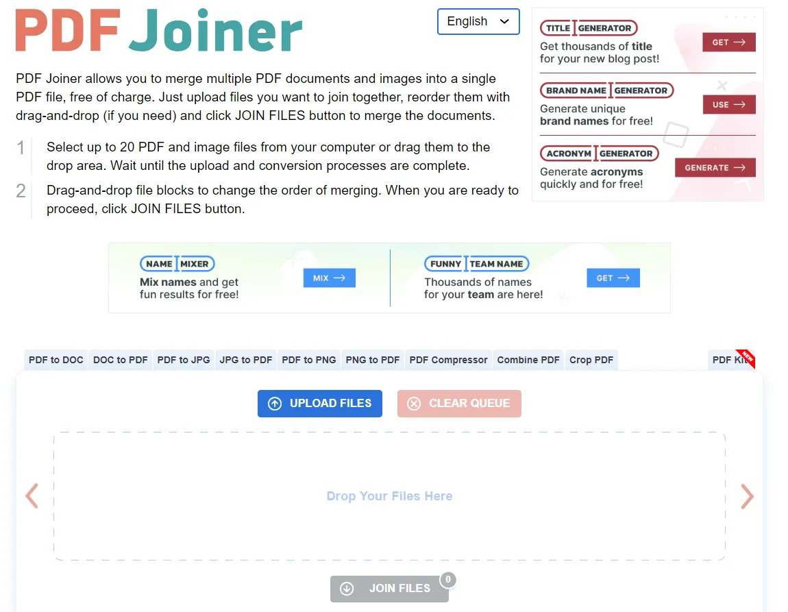 pdf joiner interface