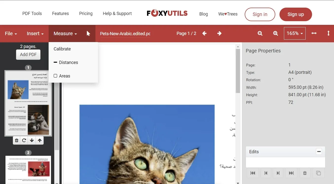 foxyutils pdf measuring tool