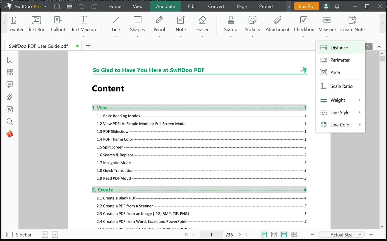 swifdoo pdf 측정 도구