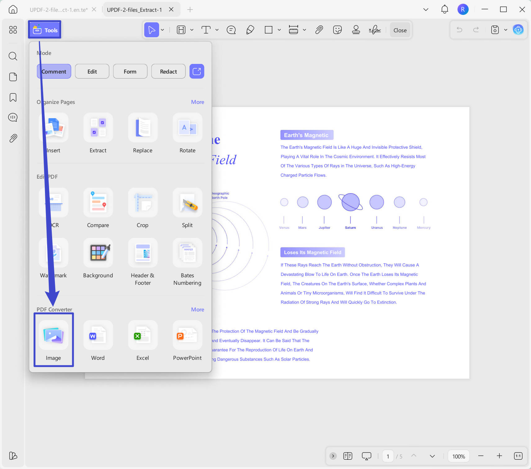 convert PDF to images with UPDF on windows