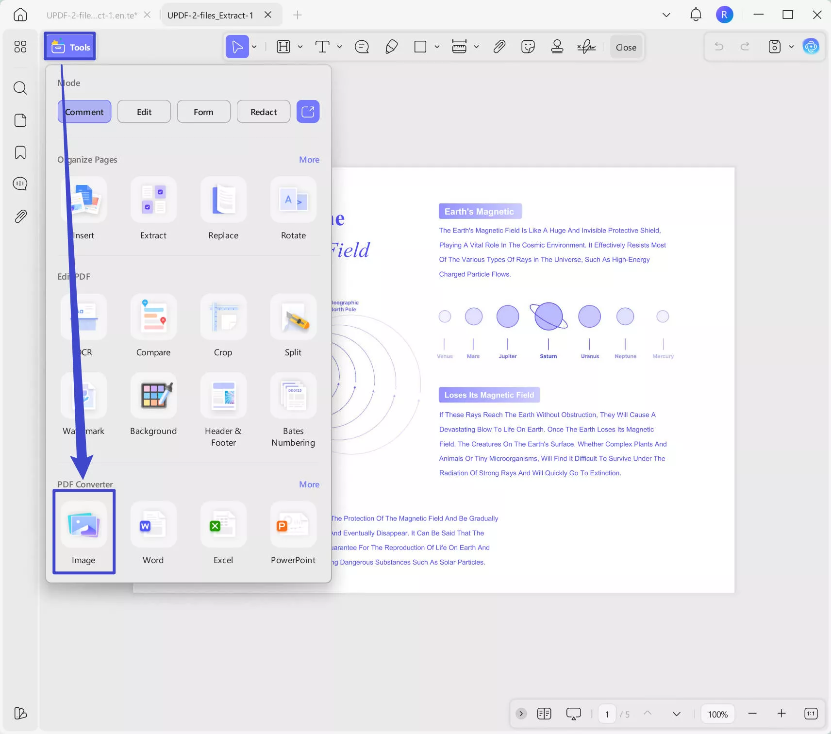 convert PDF to images with UPDF on windows
