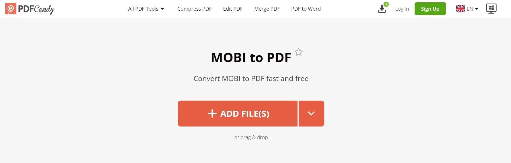 mobi to pdf PDF Candy