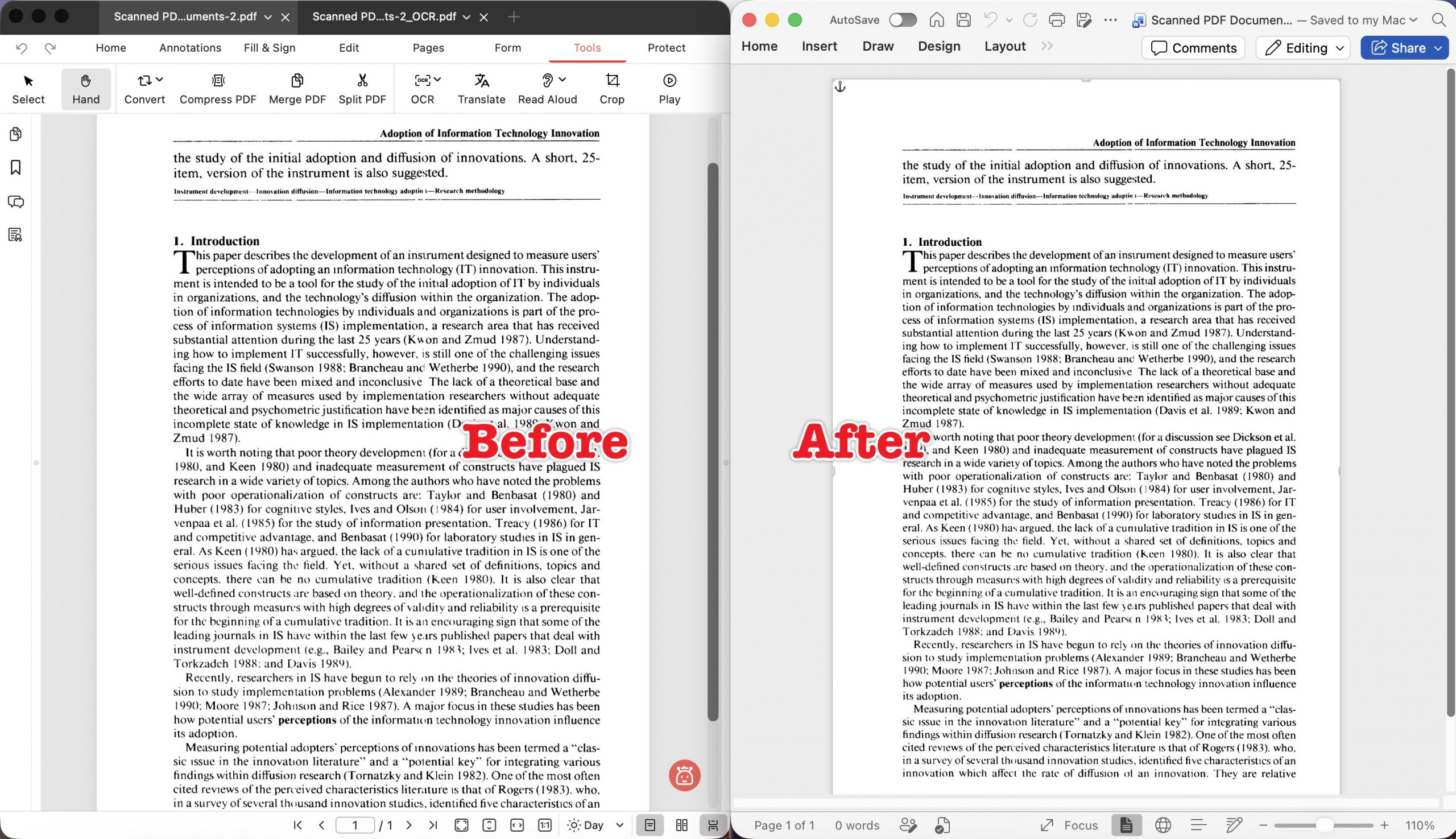 pdfgear converts scanned pdf to word result 1
