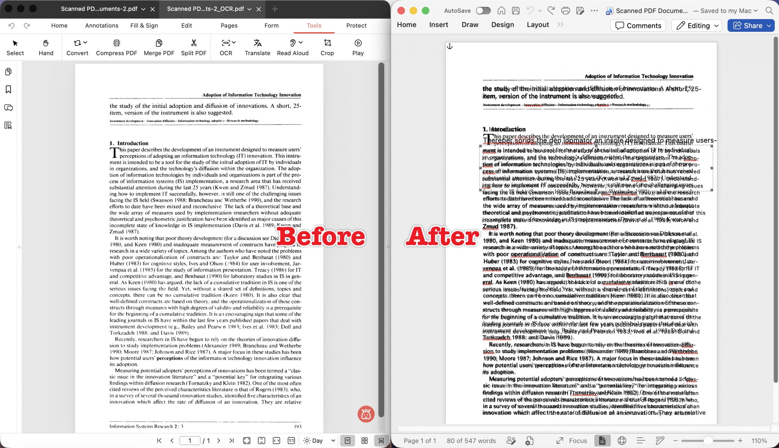 pdfgear converts scanned pdf to word result 2