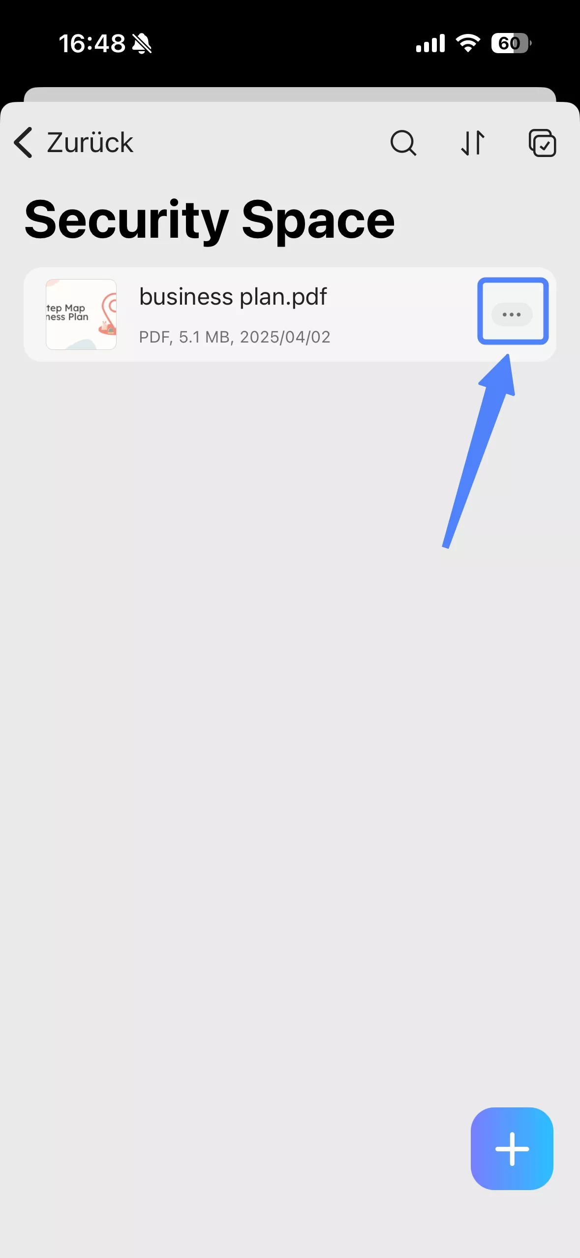 auf das Dreipunkt-Symbol einer einzelnen Datei klicken