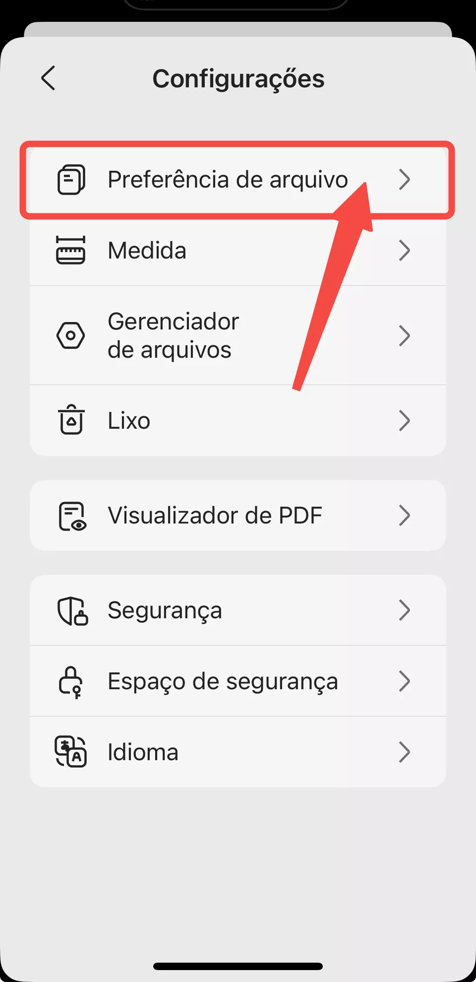 preferência de arquivo