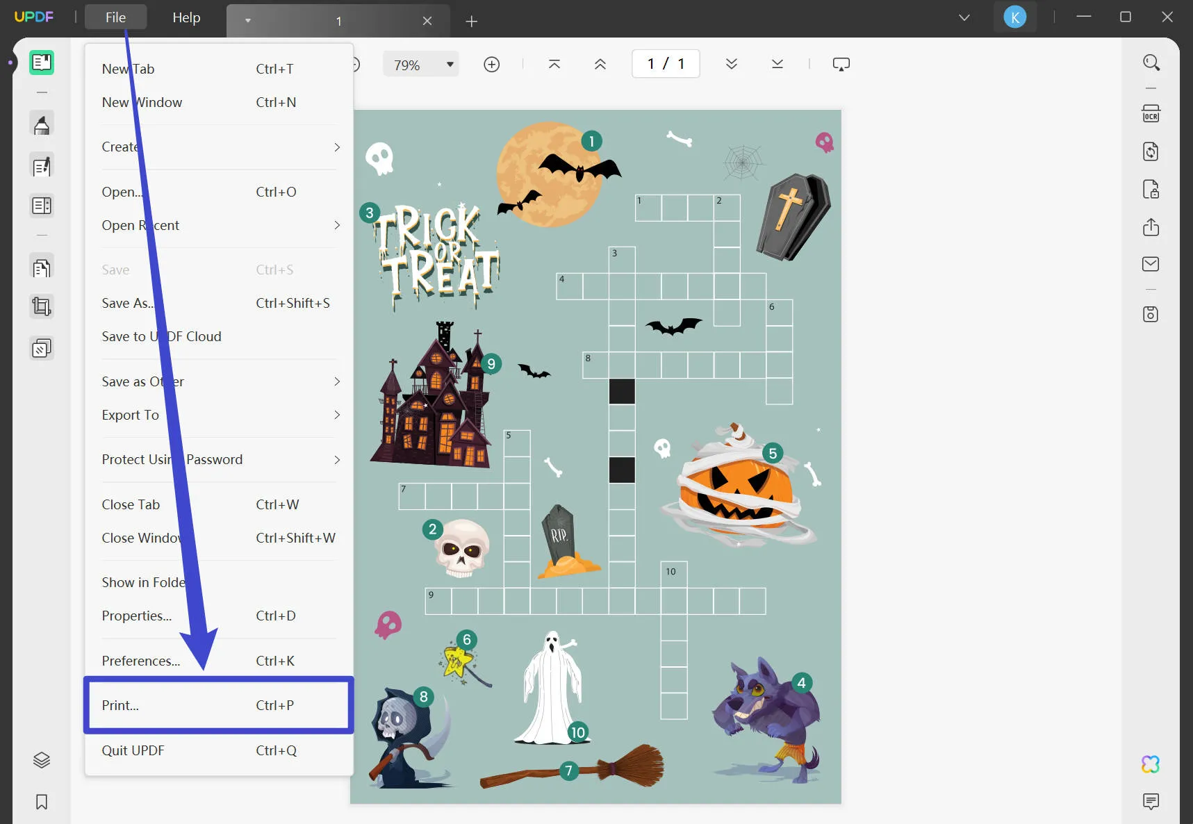 halloween crossword print updf