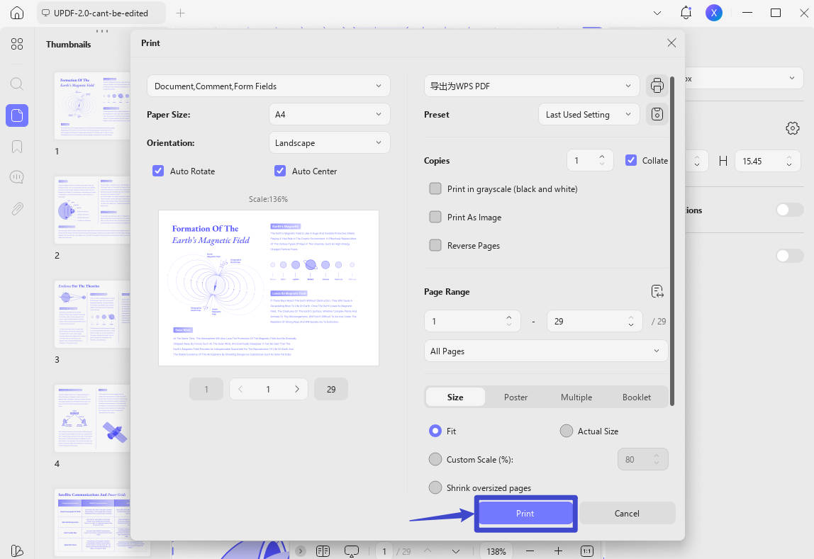 how to print pdf without margins print button
