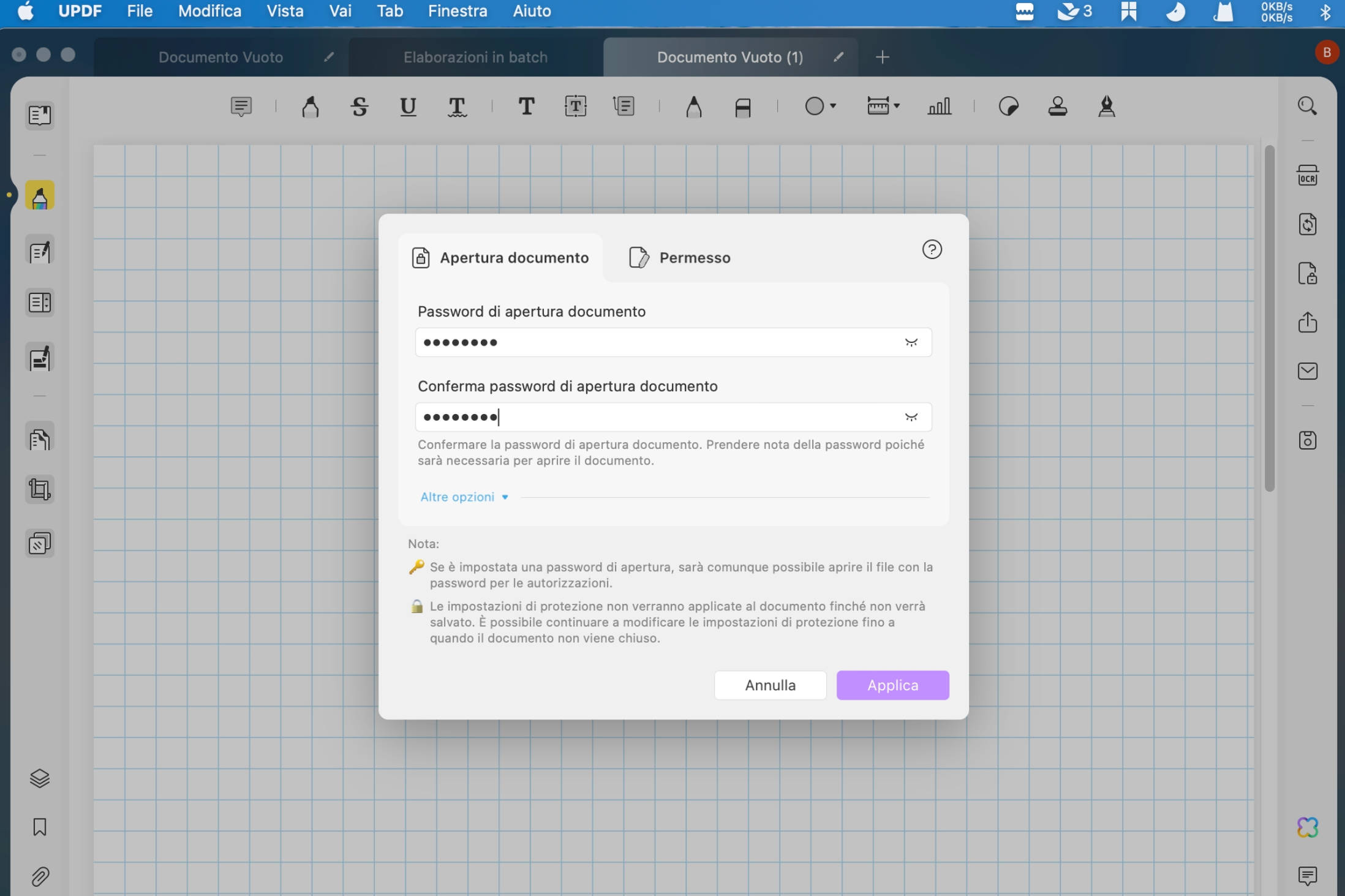 Crea PDF protetto da password con Mac