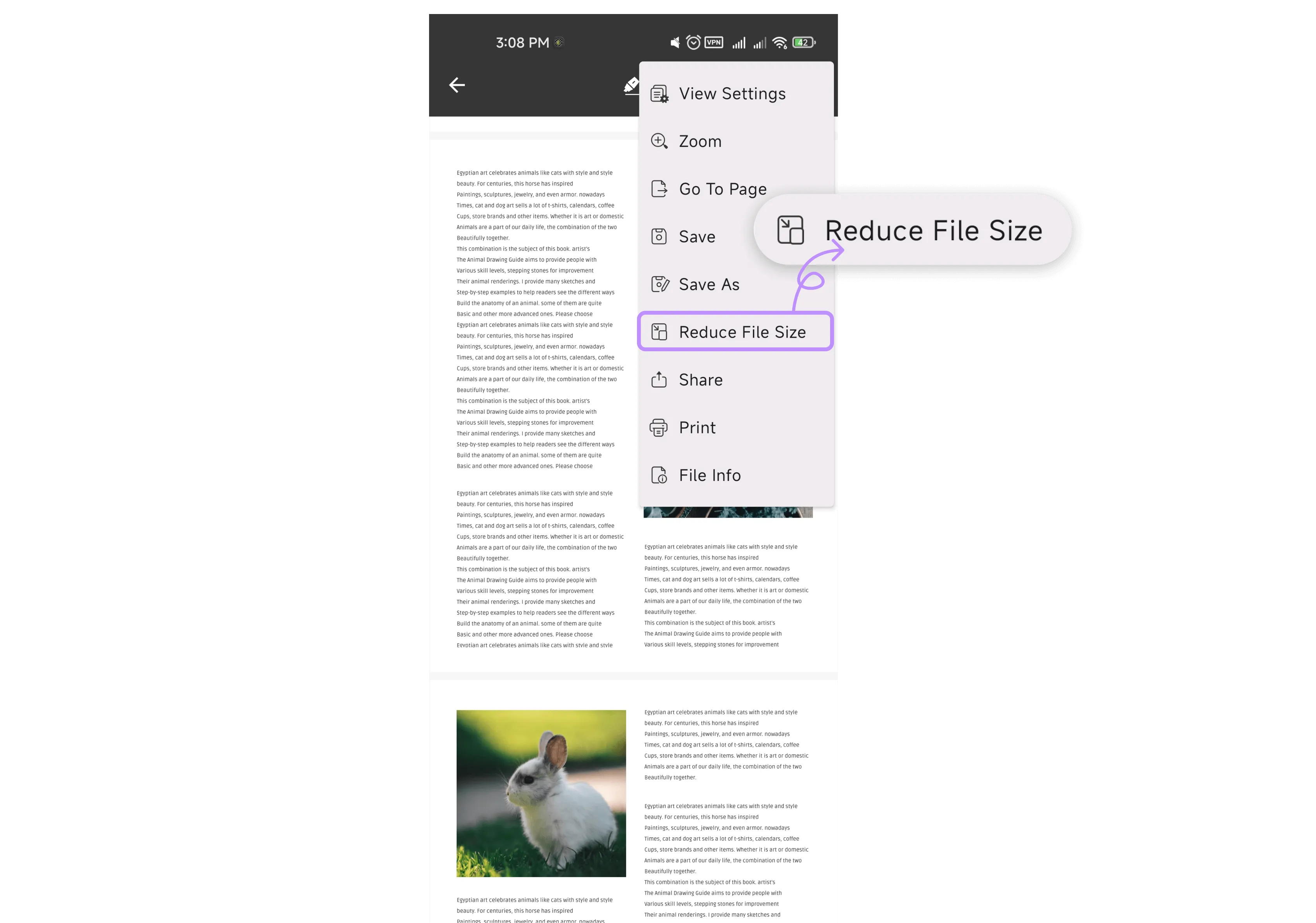 Reducir el tamaño del PDF en Android