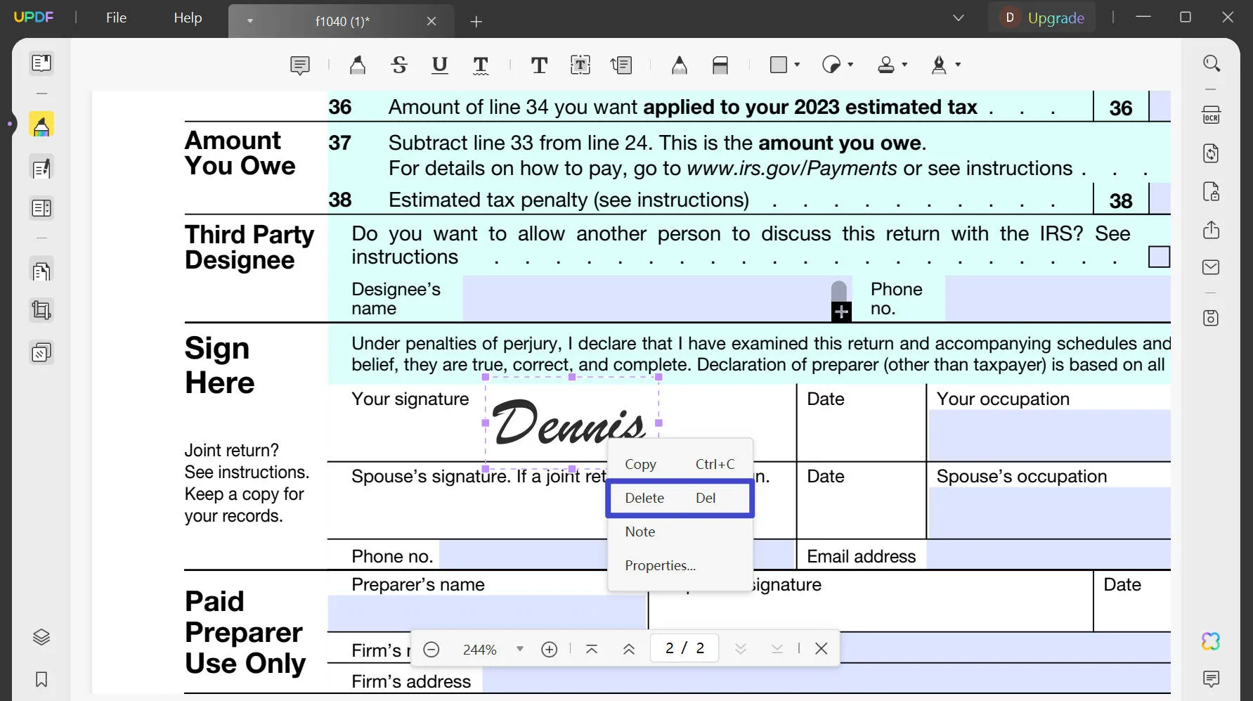 remove signature from pdf online