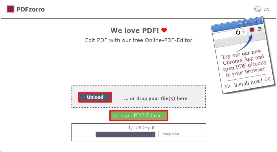upload your pdf document